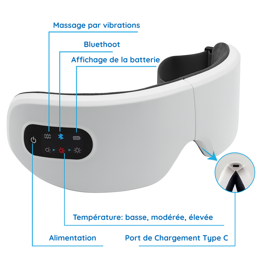 DreamCloud® Masque de Relaxation Massage Bluetooth